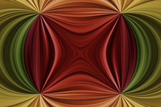 Red, orange, yellow, green rounded lines, abstract multicolored background with mirror effect