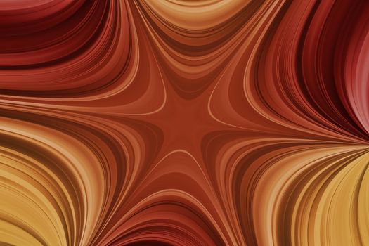 Red, orange and yellow curved lines with star effect, bright abstract background