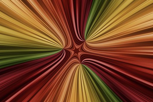 Red, orange, yellow, green curved lines with star movement effect, bright variegated abstract background