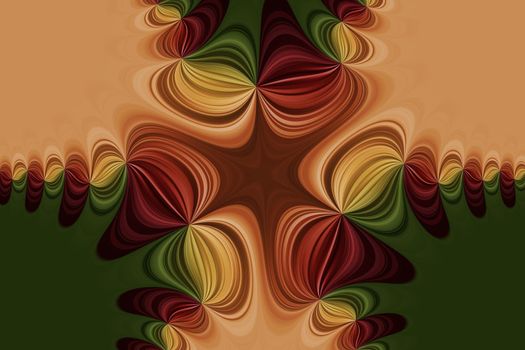 Red, orange, yellow, green curved lines with star in the middle, abstract decorative background, seamless pattern