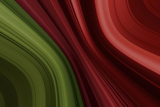 Red and green curved diagonal lines, dark abstract background