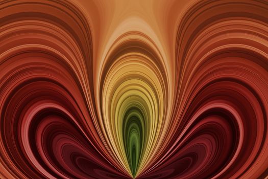 Red, orange, yellow, green abstract curved lines, lotus shape, fantasy background