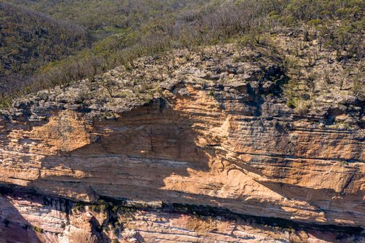 Aerial view of The Grand Canyon near the township of Medlow Bath in The Blue Mountains in regional New South Wales in Australia