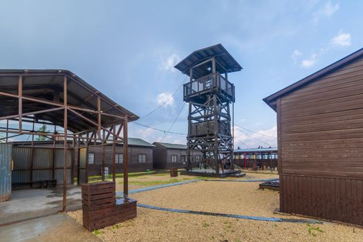 Reconstruction of Tel Amal Tower and Stockade settlement site, in Gan HaShlosha National Park (Sakhne), in the Bet Shean Valley, Northern Israel