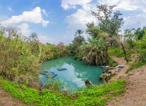 View of Ein Yehuda (Yehuda spring), in Kibbutz Ein HaNatziv, Bet Shean Valley, Northern Israel