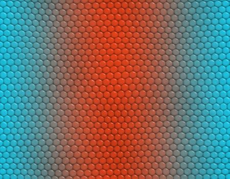 Light blue and orange gradient snake skin seamless pattern, hexagonal scale