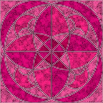 Pink, violet and magenta marble tile with round geometric pattern