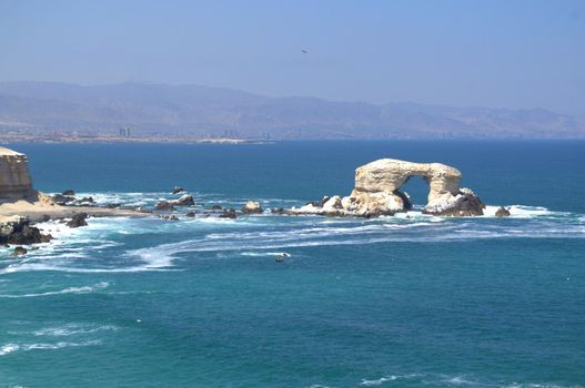 Natural eroded rock formation "La Portada" (The Gate) in Antofagasta, Chile.
