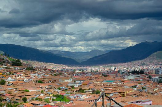The city of Cusco, Peru, as seen from the ruins of Sacsayhuaman.