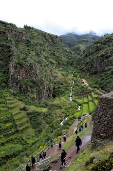 Inca ruins in Pisac, Peru. This is part of the region known as the Sacred Valley, it was a place of great religious importance to Andean Civilizations.