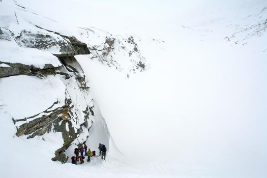 Baikal mountains in winter in snow. Forest in snow-covered mountains.