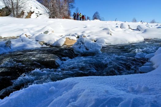 A section of the river free of snow and ice. The nature of baikal.