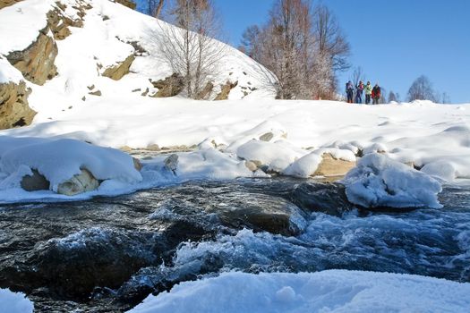 A section of the river free of snow and ice. The nature of baikal.