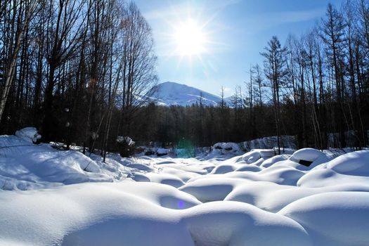 A section of the river free of snow and ice. The nature of baikal.