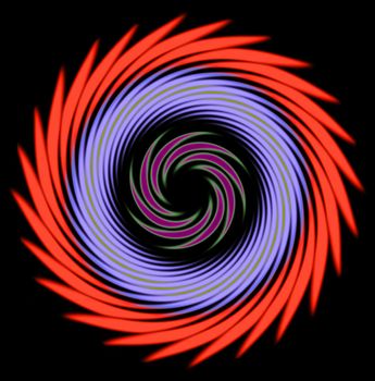 Mulricolored spiral radial pattern, back background