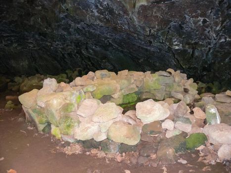 Caves on Easter Island. stones and moisture caves.