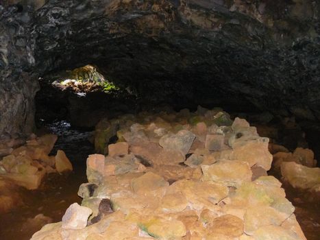 Caves on Easter Island. stones and moisture caves.