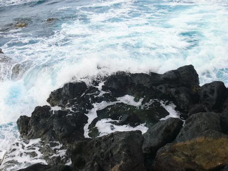 Easter Island coastline. Easter Island coast, rocks and ocean.