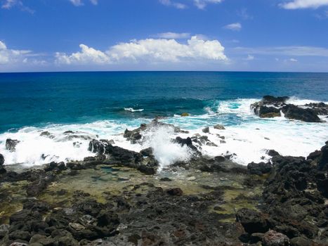 Easter Island coastline. Easter Island coast, rocks and ocean.