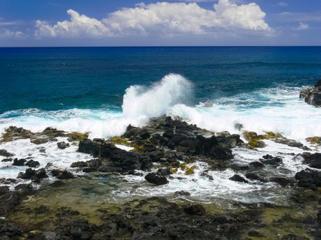 Easter Island coastline. Easter Island coast, rocks and ocean.