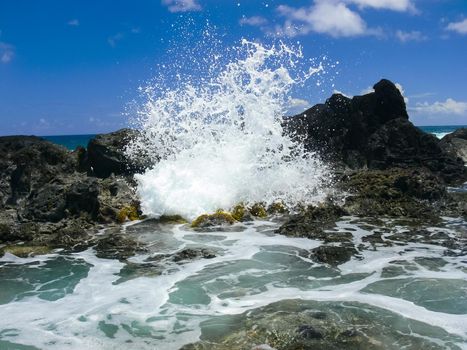 Easter Island coastline. Easter Island coast, rocks and ocean.