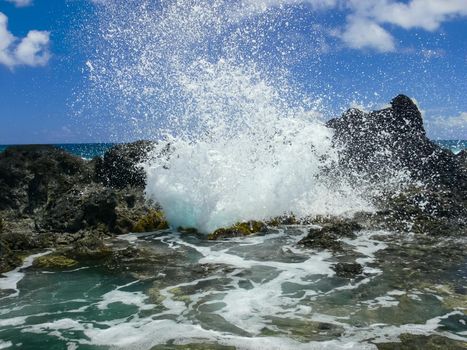 Easter Island coastline. Easter Island coast, rocks and ocean.