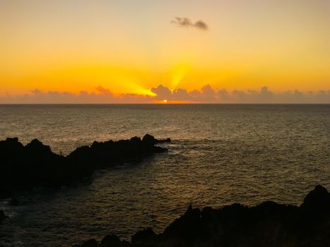 Easter Island coastline. Easter Island coast, rocks and ocean.