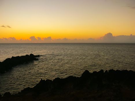 Easter Island coastline. Easter Island coast, rocks and ocean.