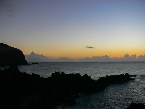 Easter Island coastline. Easter Island coast, rocks and ocean.