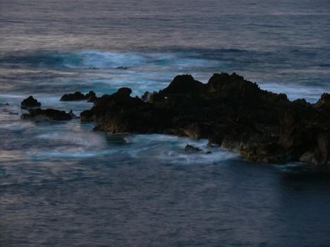 Easter Island coastline. Easter Island coast, rocks and ocean.