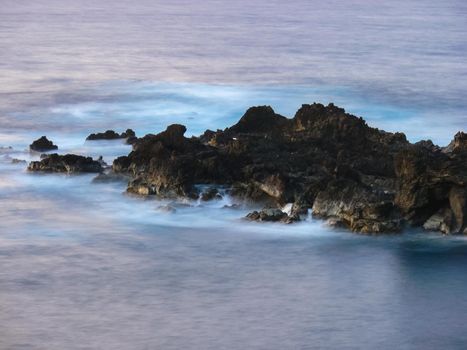 Easter Island coastline. Easter Island coast, rocks and ocean.