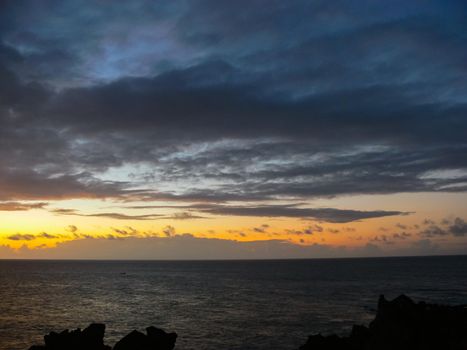 Easter Island coastline. Easter Island coast, rocks and ocean.