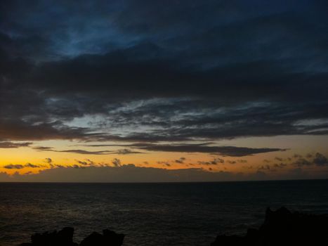 Easter Island coastline. Easter Island coast, rocks and ocean.