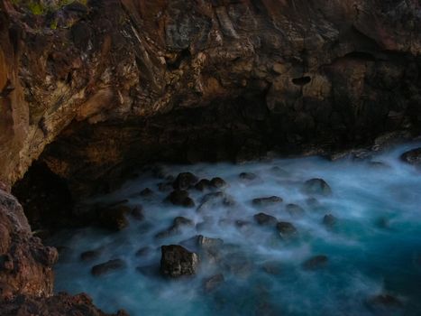 Easter Island coastline. Easter Island coast, rocks and ocean.