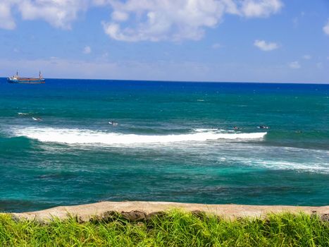 Easter Island coastline. Easter Island coast, rocks and ocean.