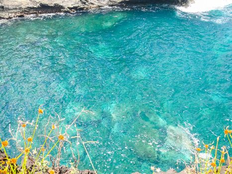 Easter Island coastline. Easter Island coast, rocks and ocean.