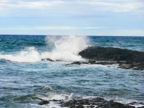 Easter Island coastline. Easter Island coast, rocks and ocean.