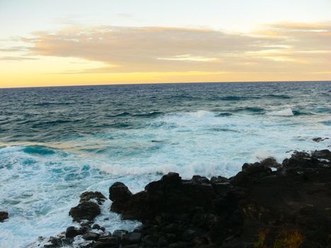 Easter Island coastline. Easter Island coast, rocks and ocean.