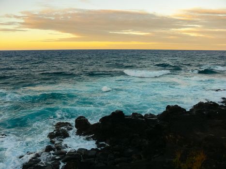 Easter Island coastline. Easter Island coast, rocks and ocean.