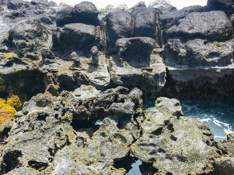 Errosia lava tuff on the coast of Easter Island.