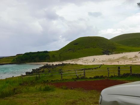 The nature of Easter Island, landscape, vegetation and coast.