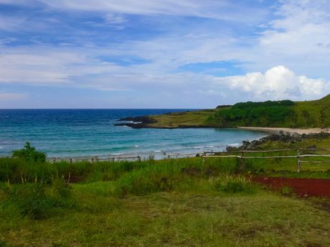 The nature of Easter Island, landscape, vegetation and coast.