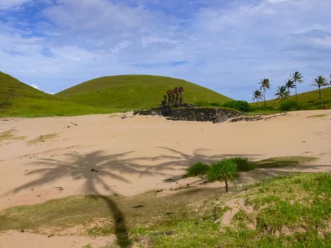 The nature of Easter Island, landscape, vegetation and coast.