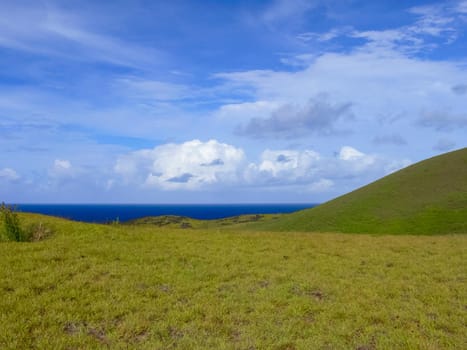 The nature of Easter Island, landscape, vegetation and coast.