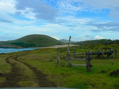 The nature of Easter Island, landscape, vegetation and coast.