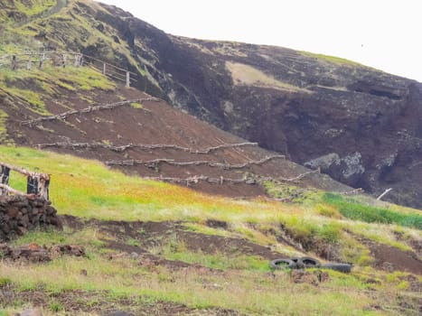 The nature of Easter Island, landscape, vegetation and coast.