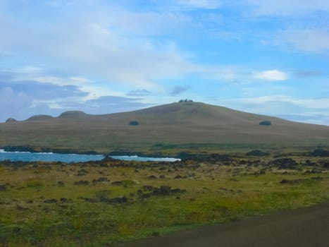 The nature of Easter Island, landscape, vegetation and coast.