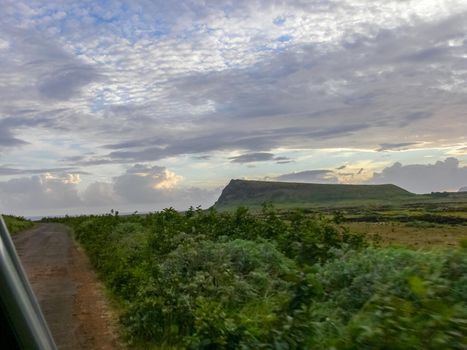 The nature of Easter Island, landscape, vegetation and coast.