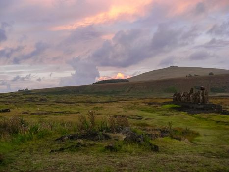 The nature of Easter Island, landscape, vegetation and coast.