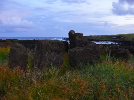 The nature of Easter Island, landscape, vegetation and coast.